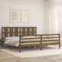 Honey brown solid wood bed frame and headboard 200x200 cm by vidaXL, Beds and slatted bases - Ref: Foro24-3194139, Price: 179...
