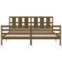 Honey brown solid wood bed frame and headboard 200x200 cm by vidaXL, Beds and slatted bases - Ref: Foro24-3194139, Price: 179...
