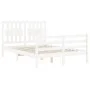 Weißer Massivholzbettrahmen mit Kopfteil 140x190 cm von vidaXL, Betten und Lattenroste - Ref: Foro24-3194292, Preis: 146,37 €...