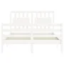 Weißer Massivholzbettrahmen mit Kopfteil 140x190 cm von vidaXL, Betten und Lattenroste - Ref: Foro24-3194292, Preis: 146,37 €...
