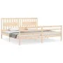 Bed frame with solid wood headboard 200x200 cm by vidaXL, Beds and slatted bases - Ref: Foro24-3194331, Price: 162,75 €, Disc...