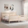Bed frame with solid wood headboard 200x200 cm by vidaXL, Beds and slatted bases - Ref: Foro24-3194331, Price: 162,75 €, Disc...