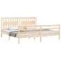 Bed frame with solid wood headboard 200x200 cm by vidaXL, Beds and slatted bases - Ref: Foro24-3194331, Price: 162,75 €, Disc...