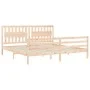 Bed frame with solid wood headboard 200x200 cm by vidaXL, Beds and slatted bases - Ref: Foro24-3194331, Price: 162,75 €, Disc...