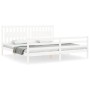 White solid wood bed frame with headboard 200x200 cm by vidaXL, Beds and slatted bases - Ref: Foro24-3194332, Price: 184,69 €...