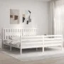 White solid wood bed frame with headboard 200x200 cm by vidaXL, Beds and slatted bases - Ref: Foro24-3194332, Price: 182,18 €...