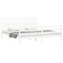 White solid wood bed frame with headboard 200x200 cm by vidaXL, Beds and slatted bases - Ref: Foro24-3194332, Price: 184,69 €...