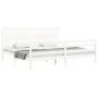White solid wood bed frame with headboard 200x200 cm by vidaXL, Beds and slatted bases - Ref: Foro24-3194332, Price: 182,18 €...