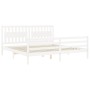 White solid wood bed frame with headboard 200x200 cm by vidaXL, Beds and slatted bases - Ref: Foro24-3194332, Price: 184,69 €...