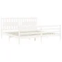 White solid wood bed frame with headboard 200x200 cm by vidaXL, Beds and slatted bases - Ref: Foro24-3194332, Price: 182,18 €...