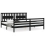 Bed frame with black solid wood headboard 200x200 cm by vidaXL, Beds and slatted bases - Ref: Foro24-3194335, Price: 187,39 €...