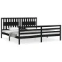 Bed frame with black solid wood headboard 200x200 cm by vidaXL, Beds and slatted bases - Ref: Foro24-3194335, Price: 185,12 €...