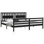 Bed frame with black solid wood headboard 200x200 cm by vidaXL, Beds and slatted bases - Ref: Foro24-3194335, Price: 187,39 €...