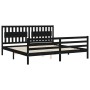 Bed frame with black solid wood headboard 200x200 cm by vidaXL, Beds and slatted bases - Ref: Foro24-3194335, Price: 187,39 €...