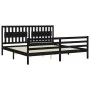 Bed frame with black solid wood headboard 200x200 cm by vidaXL, Beds and slatted bases - Ref: Foro24-3194335, Price: 185,12 €...