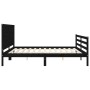 Bed frame with black solid wood headboard 200x200 cm by vidaXL, Beds and slatted bases - Ref: Foro24-3194335, Price: 187,39 €...