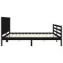 Bed frame with black solid wood headboard 200x200 cm by vidaXL, Beds and slatted bases - Ref: Foro24-3194335, Price: 185,12 €...
