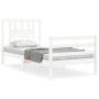 White solid wood bed frame with headboard 90x200 cm by vidaXL, Beds and slatted bases - Ref: Foro24-3194557, Price: 98,75 €, ...