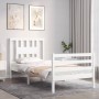 Weißer Massivholzbettrahmen mit Kopfteil 90x200 cm von vidaXL, Betten und Lattenroste - Ref: Foro24-3194557, Preis: 98,75 €, ...