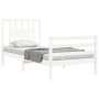 Weißer Massivholzbettrahmen mit Kopfteil 90x200 cm von vidaXL, Betten und Lattenroste - Ref: Foro24-3194557, Preis: 98,75 €, ...