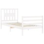 Weißer Massivholzbettrahmen mit Kopfteil 90x200 cm von vidaXL, Betten und Lattenroste - Ref: Foro24-3194557, Preis: 98,75 €, ...