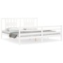 White solid wood bed frame with headboard 200x200 cm by vidaXL, Beds and slatted bases - Ref: Foro24-3194592, Price: 158,33 €...