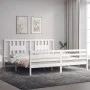 Weißer Massivholzbettrahmen mit Kopfteil 200x200 cm von vidaXL, Betten und Lattenroste - Ref: Foro24-3194592, Preis: 156,36 €...