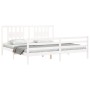 White solid wood bed frame with headboard 200x200 cm by vidaXL, Beds and slatted bases - Ref: Foro24-3194592, Price: 158,33 €...