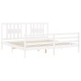 White solid wood bed frame with headboard 200x200 cm by vidaXL, Beds and slatted bases - Ref: Foro24-3194592, Price: 158,33 €...