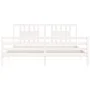 Weißer Massivholzbettrahmen mit Kopfteil 200x200 cm von vidaXL, Betten und Lattenroste - Ref: Foro24-3194592, Preis: 156,36 €...