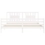 White solid wood bed frame with headboard 200x200 cm by vidaXL, Beds and slatted bases - Ref: Foro24-3194592, Price: 158,33 €...