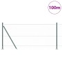 Reja con postes Verde 1 x 100 m Acero recubierto de PVC