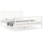 White solid wood bed frame with headboard 160x200 cm by vidaXL, Beds and slatted bases - Ref: Foro24-3194712, Price: 143,17 €...