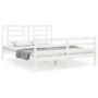 White solid wood bed frame with headboard 160x200 cm by vidaXL, Beds and slatted bases - Ref: Foro24-3194712, Price: 141,36 €...