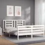 Weißer Massivholzbettrahmen mit Kopfteil 160x200 cm von vidaXL, Betten und Lattenroste - Ref: Foro24-3194712, Preis: 141,38 €...