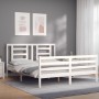 Weißer Massivholzbettrahmen mit Kopfteil 160x200 cm von vidaXL, Betten und Lattenroste - Ref: Foro24-3194712, Preis: 143,17 €...