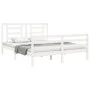 Weißer Massivholzbettrahmen mit Kopfteil 160x200 cm von vidaXL, Betten und Lattenroste - Ref: Foro24-3194712, Preis: 141,38 €...