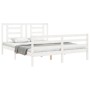 Weißer Massivholzbettrahmen mit Kopfteil 160x200 cm von vidaXL, Betten und Lattenroste - Ref: Foro24-3194712, Preis: 143,17 €...
