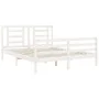 Weißer Massivholzbettrahmen mit Kopfteil 160x200 cm von vidaXL, Betten und Lattenroste - Ref: Foro24-3194712, Preis: 141,38 €...