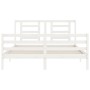 Weißer Massivholzbettrahmen mit Kopfteil 160x200 cm von vidaXL, Betten und Lattenroste - Ref: Foro24-3194712, Preis: 143,17 €...