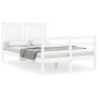 White solid wood bed frame with headboard 120x200 cm by vidaXL, Beds and slatted bases - Ref: Foro24-3194762, Price: 134,85 €...