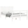 White solid wood bed frame with headboard 120x200 cm by vidaXL, Beds and slatted bases - Ref: Foro24-3194762, Price: 131,43 €...