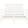 White solid wood bed frame with headboard 120x200 cm by vidaXL, Beds and slatted bases - Ref: Foro24-3194762, Price: 134,85 €...