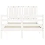 White solid wood bed frame with headboard 120x200 cm by vidaXL, Beds and slatted bases - Ref: Foro24-3194762, Price: 131,43 €...