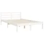 Estructura de cama con cabecero madera maciza blanco 120x200 cm de vidaXL, Camas y somieres - Ref: Foro24-3194762, Precio: 13...