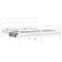 Double bed frame with white solid wood headboard by vidaXL, Beds and slatted bases - Ref: Foro24-3194847, Price: 155,41 €, Di...