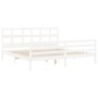 Double bed frame with white solid wood headboard by vidaXL, Beds and slatted bases - Ref: Foro24-3194847, Price: 155,41 €, Di...