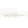 Double bed frame with white solid wood headboard by vidaXL, Beds and slatted bases - Ref: Foro24-3194847, Price: 151,27 €, Di...
