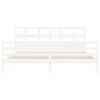 Double bed frame with white solid wood headboard by vidaXL, Beds and slatted bases - Ref: Foro24-3194847, Price: 155,41 €, Di...