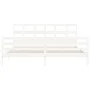 Double bed frame with white solid wood headboard by vidaXL, Beds and slatted bases - Ref: Foro24-3194847, Price: 151,27 €, Di...
